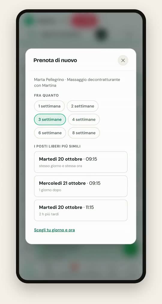 Prenota di nuovo, con i posti liberi più simili